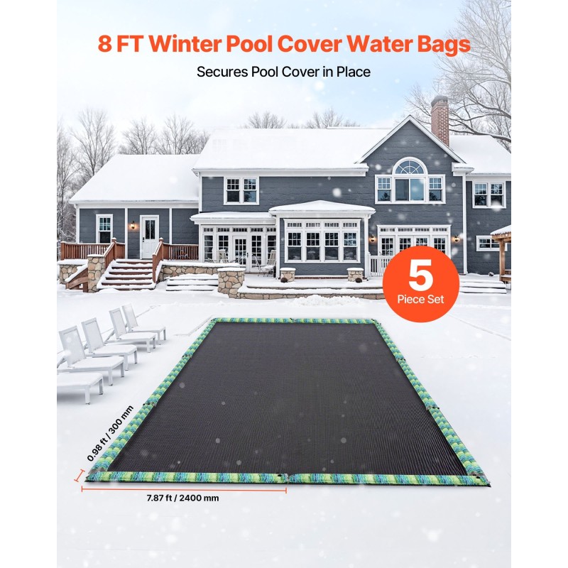 Uima-altaan peitteen vesipussit 5 kappaletta 2400 x 300 mm PVC-muovia kaksikammioiset