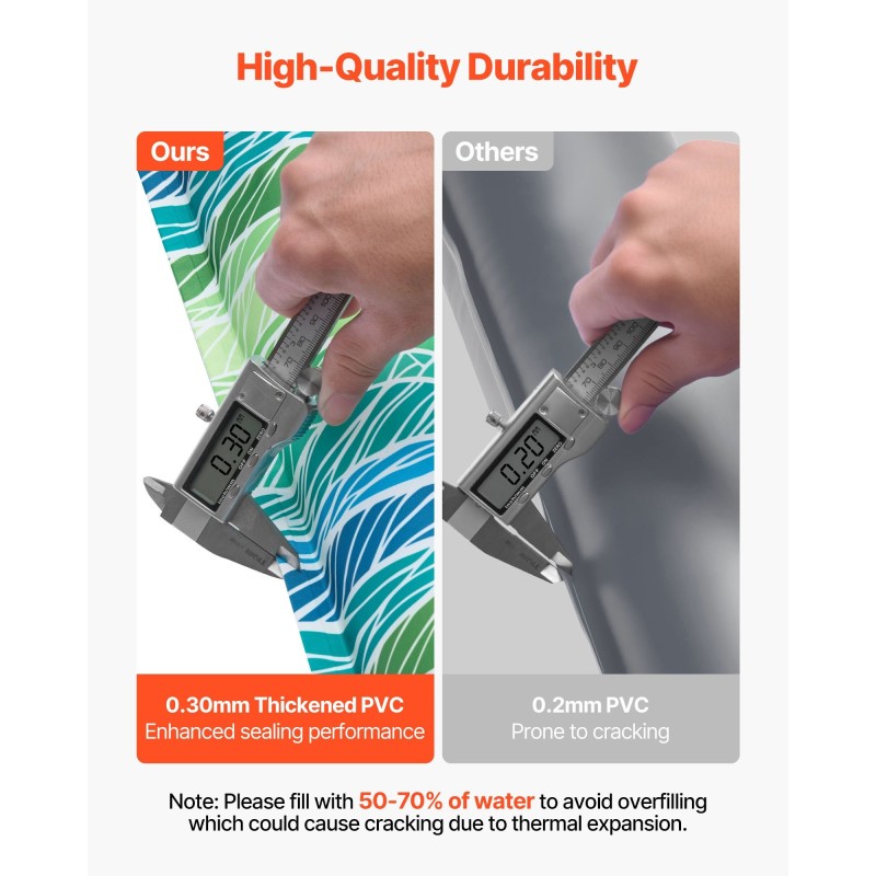 Uima-altaan peitteen vesipussit 5 kappaletta 2400 x 300 mm PVC-muovia kaksikammioiset