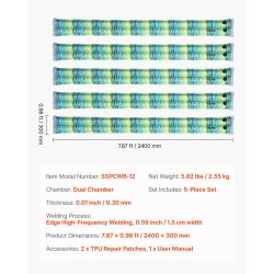 Uima-altaan peitteen vesipussit 5 kappaletta 2400 x 300 mm PVC-muovia kaksikammioiset