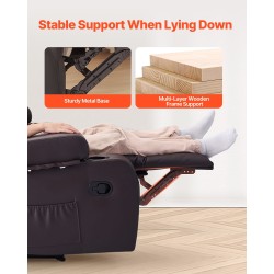 Kaksipaikkainen lepotuoli sohva ruskea PU-nahka käsikäyttöinen kallistus USB-portit keskikonsoli