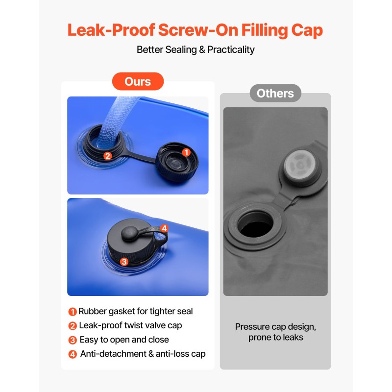 Kulmavesipussit uima-altaan peitteelle talvikäyttöön 4 kappaleen sarja 0,40 mm PVC-muovi