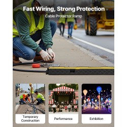 Kaapelisilta kumi ja PVC 2 kanavaa sisä ja ulkokäyttö musta keltainen