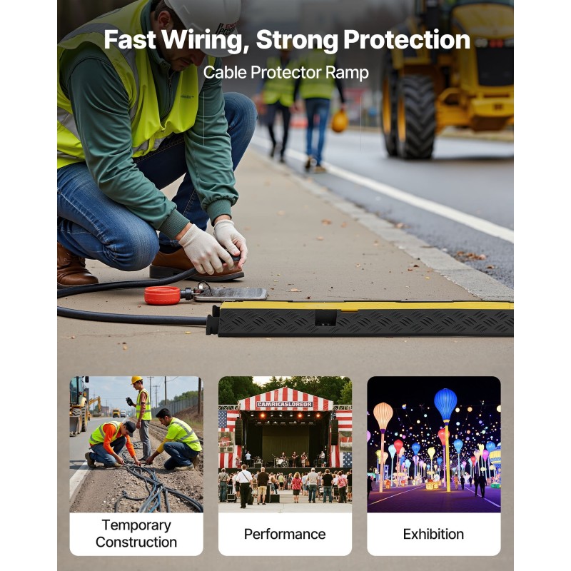 Kaapelisilta kumi ja PVC 2 kanavaa sisä ja ulkokäyttö musta keltainen