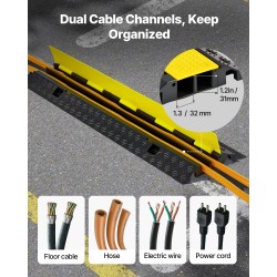 Kaapelisilta kumi ja PVC 2 kanavaa sisä ja ulkokäyttö musta keltainen