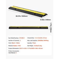 Kaapelisilta kumi ja PVC 2 kanavaa sisä ja ulkokäyttö musta keltainen