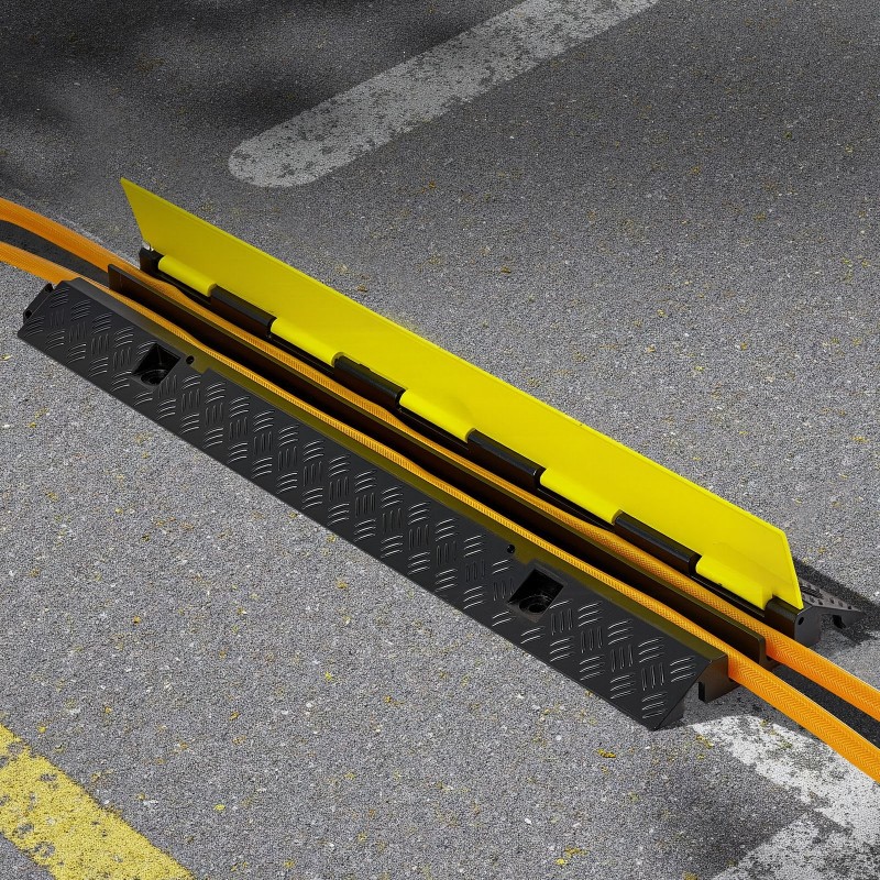 Kaapelisilta kumi ja PVC 2 kanavaa sisä ja ulkokäyttö musta keltainen