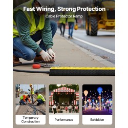 Kaapelisuojaramppi kumi ja polyvinyylikloridi 2 kanavaa 100 x 75 mm musta keltainen