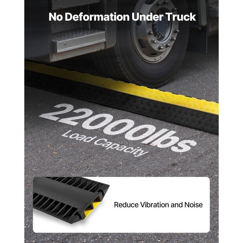 Kaapelisuojaramppi kumi ja polyvinyylikloridi 2 kanavaa 100 x 75 mm musta keltainen