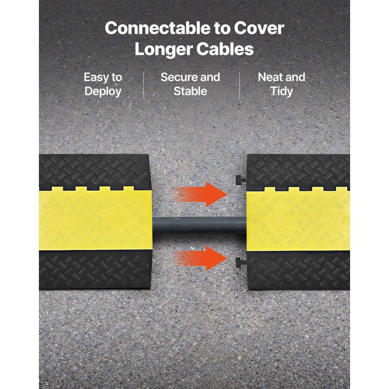 Kaapelisuojaramppi kumi ja polyvinyylikloridi 2 kanavaa 100 x 75 mm musta keltainen