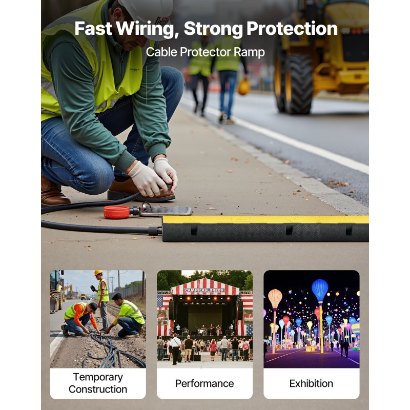 Kaapeliramppi kumi ja polypropeeni 70 x 50 mm kanava musta keltainen