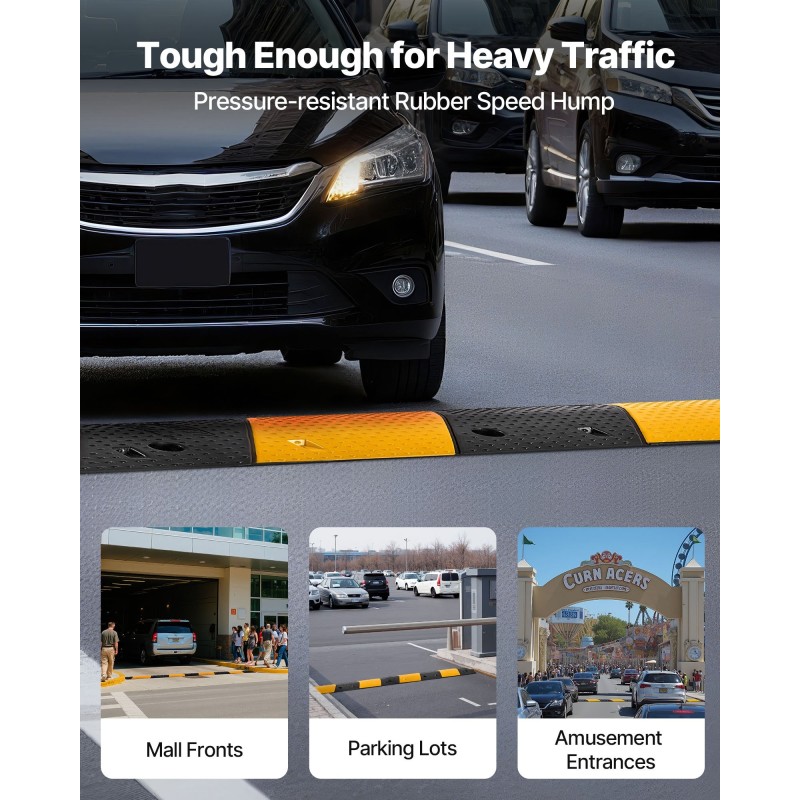 Kuminen hidastetöyssy 1000 mm 2 kaapelikanavaa 2 kpl musta keltainen