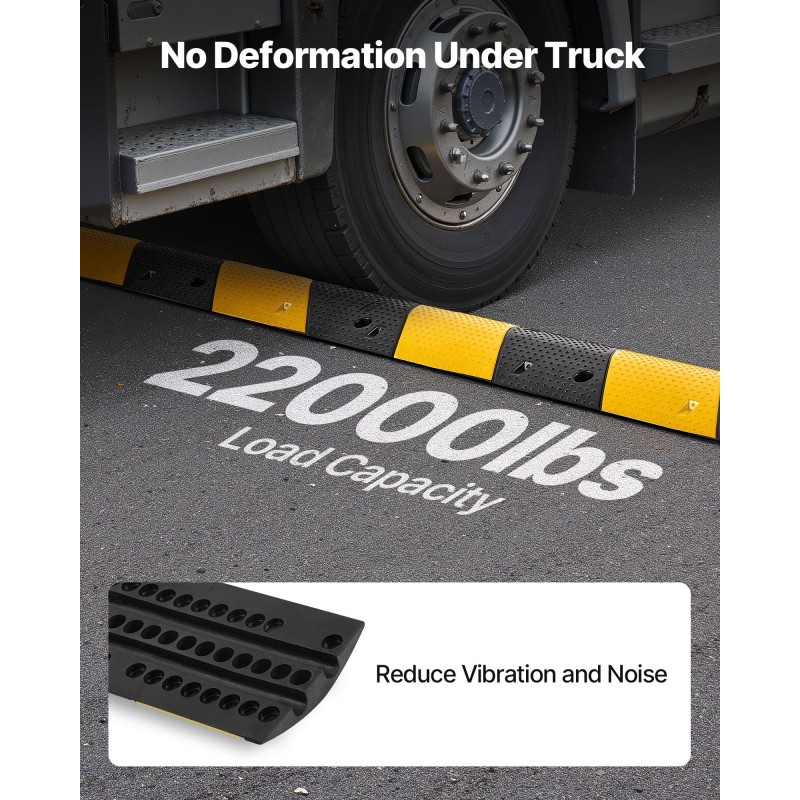 Kuminen hidastetöyssy 1000 mm 2 kaapelikanavaa 2 kpl musta keltainen