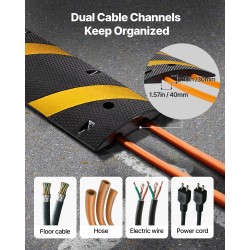 Hidastetöyssy kuminen 1830 mm 2 kanavaa kaapelinsuojalla musta keltainen 1 kpl