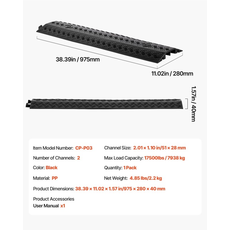 PP-muovinen laskettava kaapelisuoja 2 kanavaa musta sisä ja ulkokäyttöön