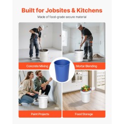 Silikoninen sekoitusämpärin sisäosa 18,9 litran sininen kahvoilla betonille ja laastille