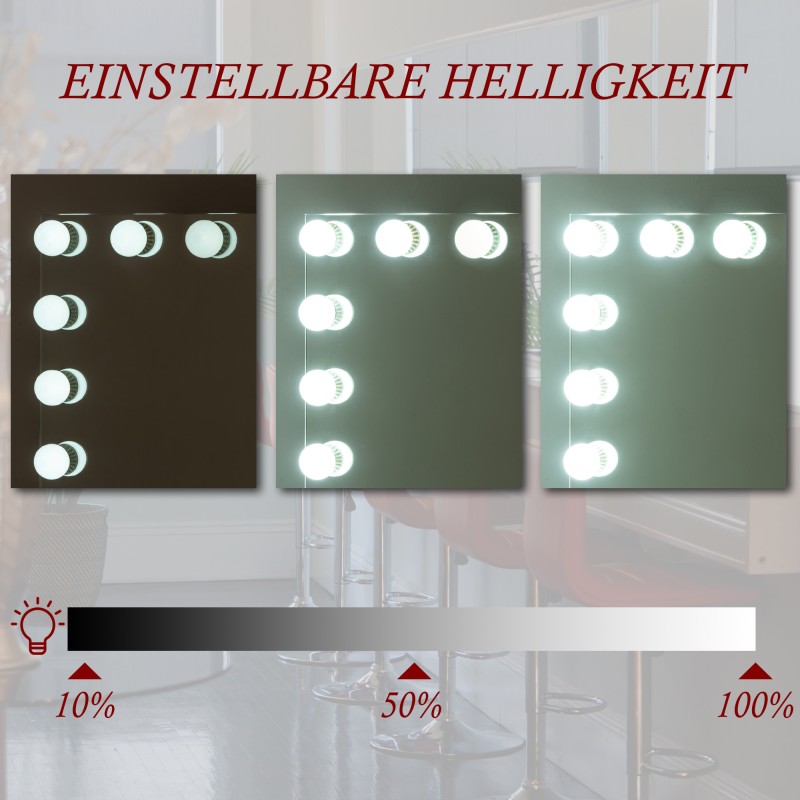 Tyylikäs meikkipeili led-valoilla ja usb-laturilla kylpyhuoneeseen