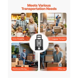 Taittuva kuljetusvaunu seosteräksestä ja muovista 49,9 kg kantokyky 2 PVC-pyörää