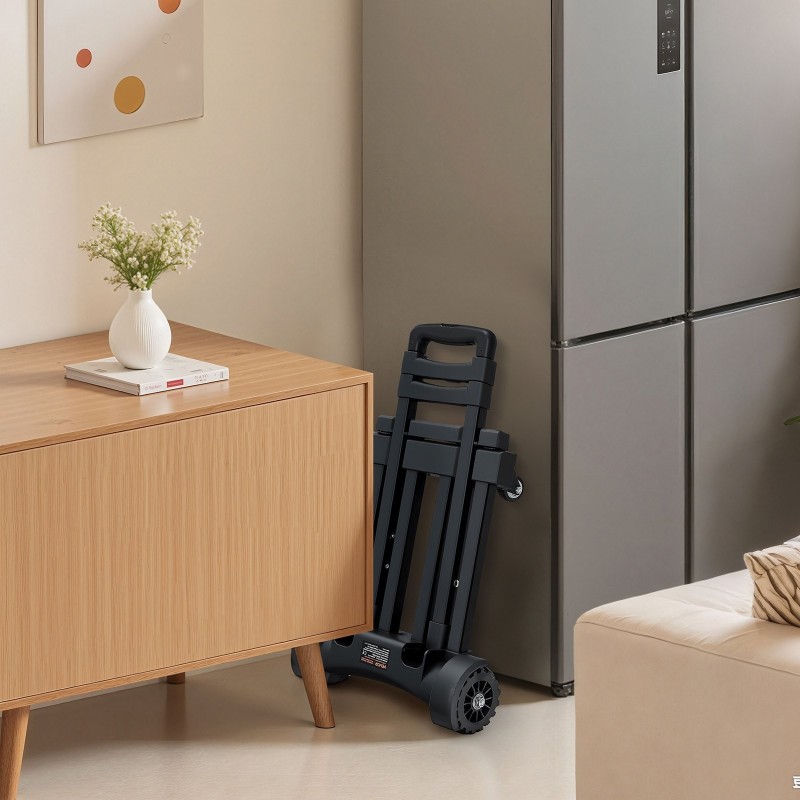 Taittuva käsikärry seosteräs ja muovi 131,5 kg kantavuus 4 pyörää säädettävä työntöaisa