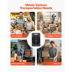 Taittuva kuljetuskärry seosteräsrunko 226,8 kg kantavuus 6 pyörää laajennettava pohja