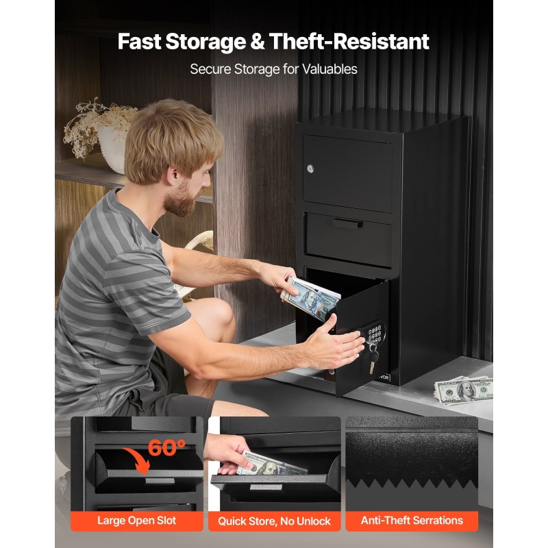 Turvakaappi Q235-teräs 3,6 kuutiojalkaa etupuolisella pudotusluukulla digitaalisella näppäimistölukolla