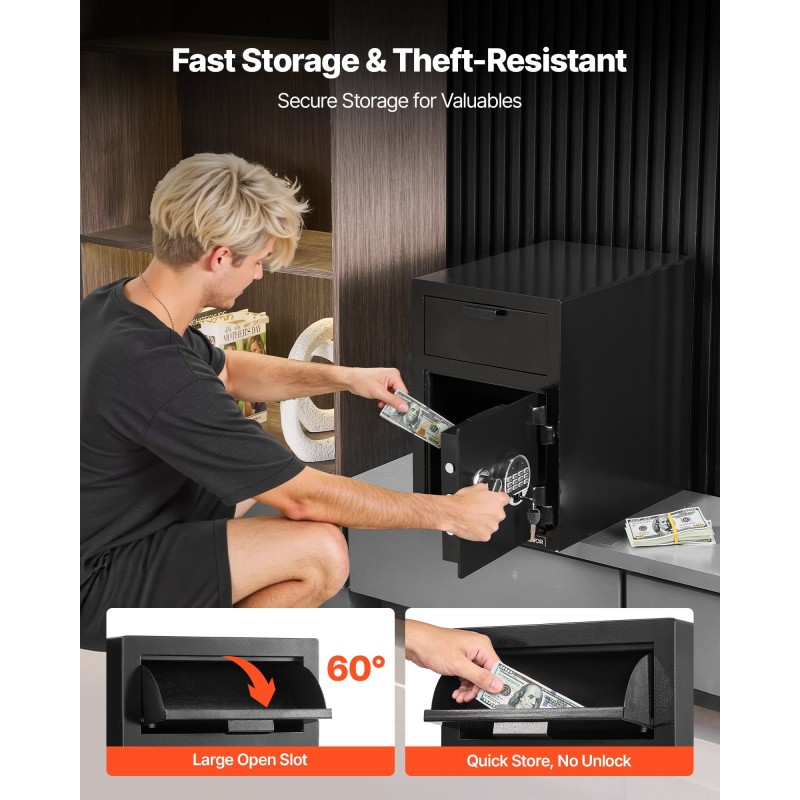 Tallelokero Q235-teräs etupudotusaukolla digitaalisella näppäimistöllä samettivuorella