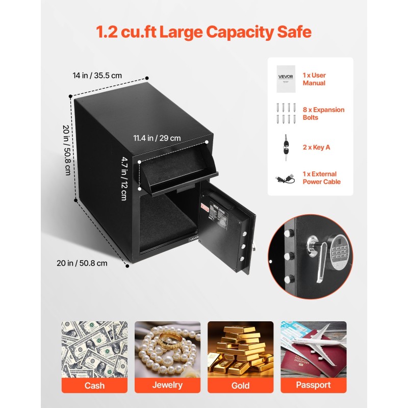 Tallelokero Q235-teräs etupudotusaukolla digitaalisella näppäimistöllä samettivuorella