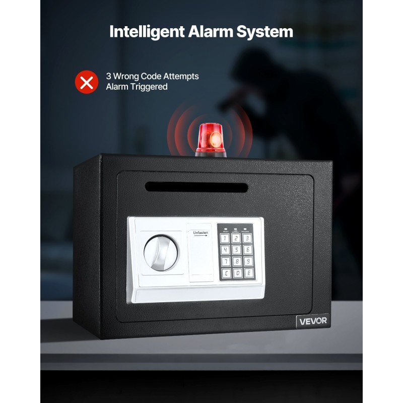 Tallelokero terästä samettiverhoiltu pudotusaukolla numerokoodilukolla kääntönupilla seinäkiinnitys