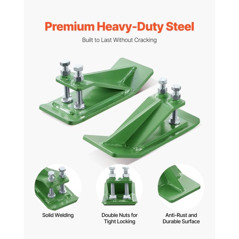 Kauhan reunasuojat vihreät hiiliterästä raskaaseen ulkokäyttöön kaksoislukitus kaksi kappaletta