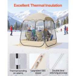 Urheiluteltta pika-avautuva 2–4 henkilölle läpinäkyvillä seinillä 160×160×182 cm