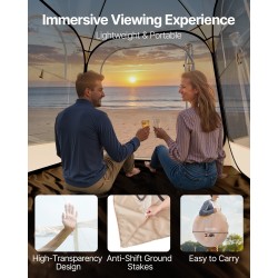 Urheiluteltta läpinäkyvällä kuorella 2–4 henkilölle 4-sivuinen avautuva säänkestävä vedenpitävä