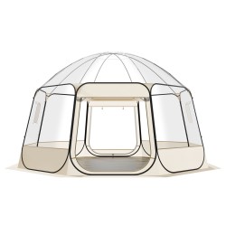 Kuplateltta 4,58×4,32 m TPU-muovi 12–15 hengelle 540 asteen panoraama