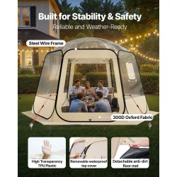 Näkymäteltta TPU-muovi 210D Oxford-kangas 3,36×3,05 m 8–10 henkilölle