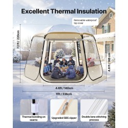 Näkymäteltta TPU-muovi 210D Oxford-kangas 3,36×3,05 m 8–10 henkilölle