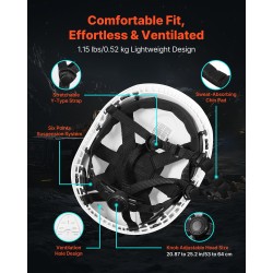 Turvallisuuskypärä teollisuuskäyttöön ABS-kuori 6-pisteinen jousitus säädettävä Y-mallinen leukahihna heijastinnauhat