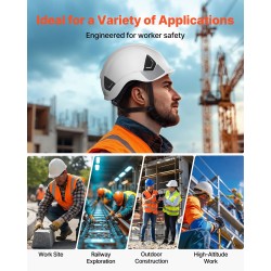 Turvallisuuskypärä teollisuuskäyttöön ABS-kuori 6-pisteinen jousitus säädettävä Y-mallinen leukahihna heijastinnauhat