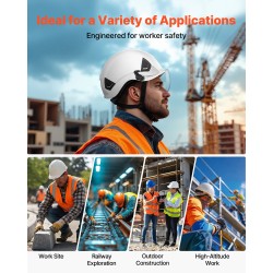 Teollisuuskypärä ABS-kuori polykarbonaattivisiiri kuusipisteinen räikkäkiristys valkoinen 53–64 cm