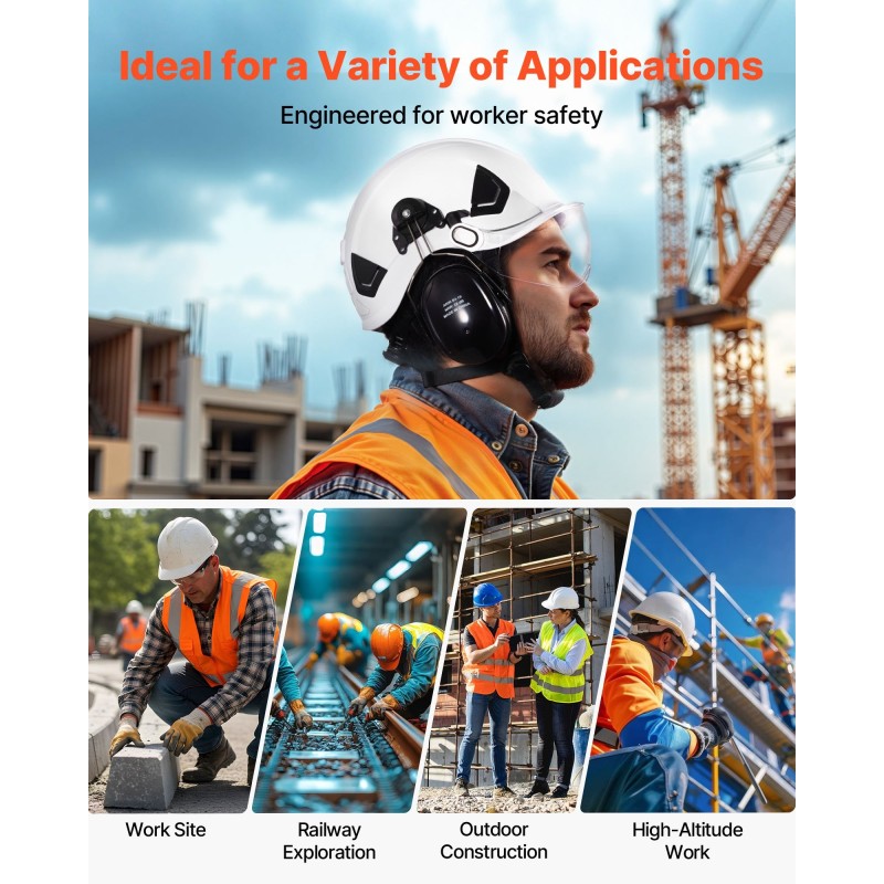 Teollinen ABS-kuorinen suojakypärä 53–64 cm 6-pisteinen jousitus heijastavat nauhat