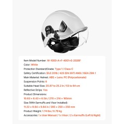 Teollinen ABS-kuorinen suojakypärä 53–64 cm 6-pisteinen jousitus heijastavat nauhat