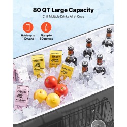 Siirrettävä 80QT kylmävaunu teräsrunko PP sisävuori PU-eriste 360 asteen pyörät