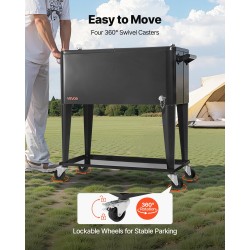 Siirrettävä 80QT kylmävaunu teräsrunko PP sisävuori PU-eriste 360 asteen pyörät