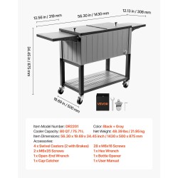 Siirrettävä kylmävaunu 75,7 litraa terassille kylmävalssattu teräsrunko pyörillä