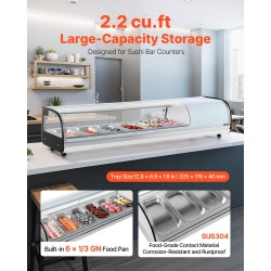 Sushi-vitriinijääkaappi 62 l ruostumaton teräs 6 astiaa 2–8 °C