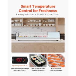 Sushi-vitriinijääkaappi 62 l ruostumaton teräs 6 astiaa 2–8 °C