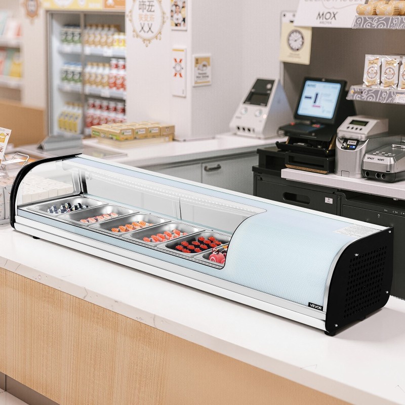 Sushi-vitriinijääkaappi 62 l ruostumaton teräs 6 astiaa 2–8 °C