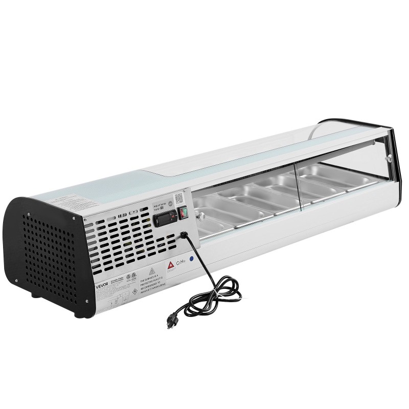 Sushinäyttökaappi 52 litraa ruostumattomasta teräksestä 5 kpl 1/3 GN sushibaareihin