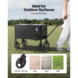 Rullaava kylmävaunu 75,7 l musta teräsrunko PP-sisävuori PU-eristys 360 asteen pyörät