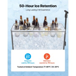 Rullaava kylmävaunu 75,7 l musta teräsrunko PP-sisävuori PU-eristys 360 asteen pyörät