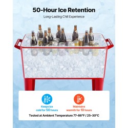 Rullaava kylmävaunu 75,7 l kylmävalssattu teräs 4 kääntyvää pyörää ulkokäyttöön