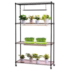 Kasvihylly 4-tasoinen sisäkäyttöön metallirungolla 150 cm kolmella täyden spektrin 90W LED-valopalkilla