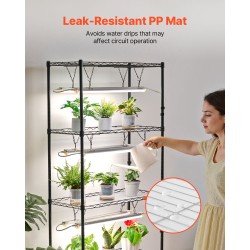 Monitasoinen sisäkasviteline kuudella tasolla 180 senttimetriä korkea kahdeksalla täysspektrisellä LED-valolla